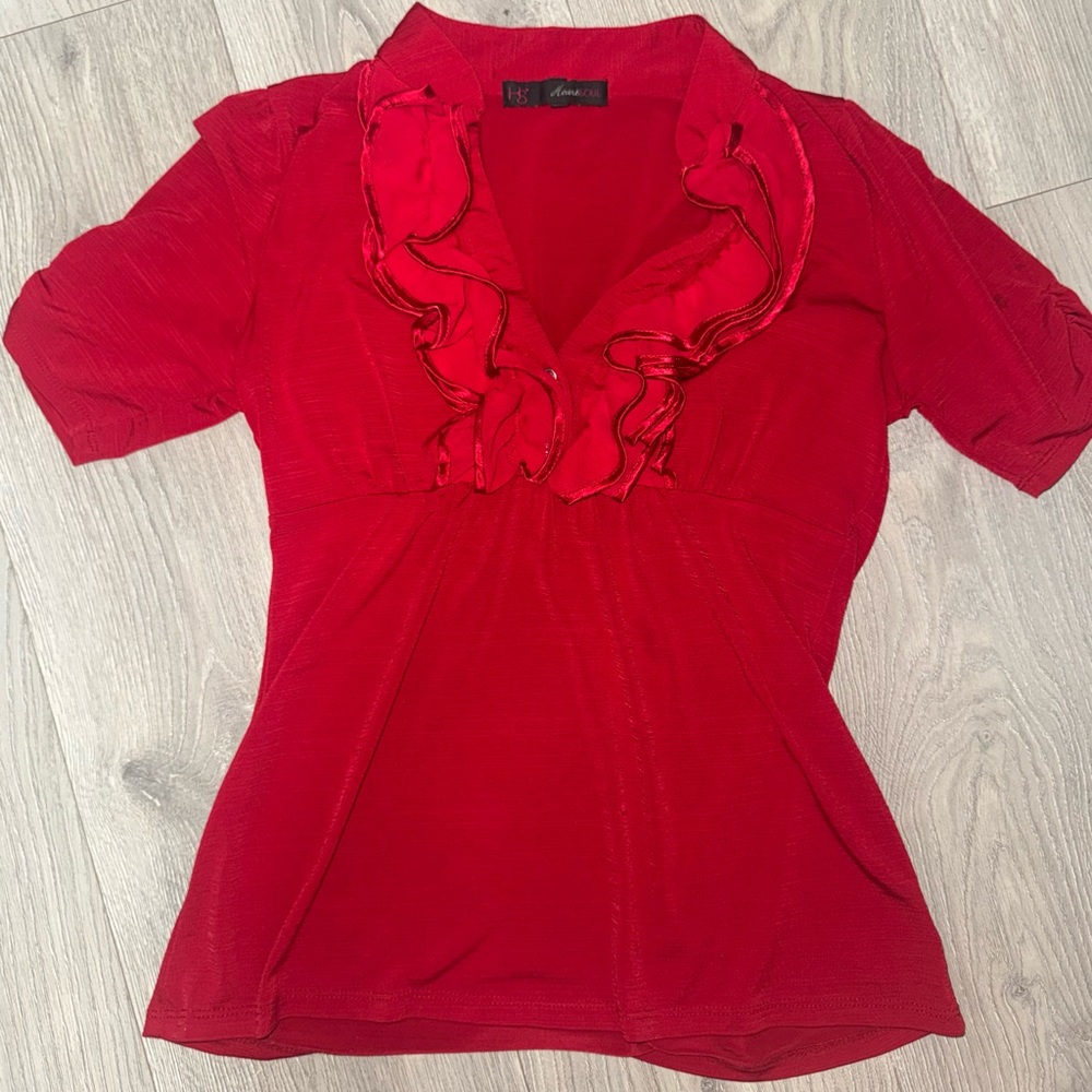 HeartSoul Vibrant Red Ruffled Blouse